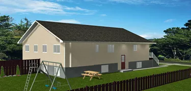 Duplex Plan 2013749 – Bi-level duplex, 3 bed, 1.5 bath, 1050 sq. ft., 44' wide, 52' deep, side view